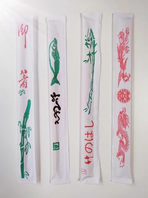 Full Paper Sleeve individu dibungkus Chopsticks Bambu Bulat Twin Chopsticks