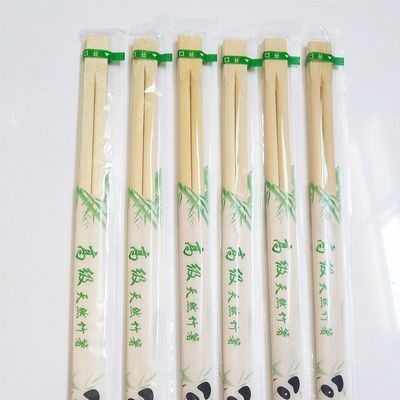 Warna alami OPP Pengemasan Bambu Bulat Stik makan sekali pakai Custom Stik makan satu kali ramah lingkungan Biodegradable