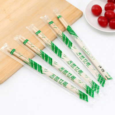Warna alami OPP Pengemasan Bambu Bulat Stik makan sekali pakai Custom Stik makan satu kali ramah lingkungan Biodegradable