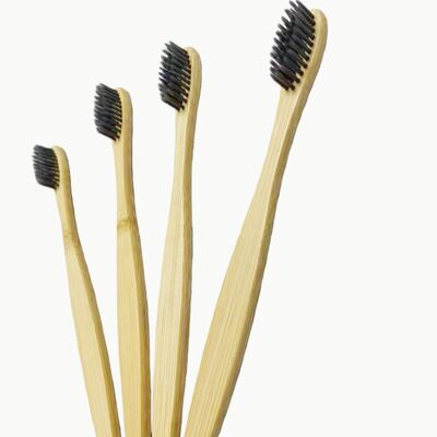 OEM Grosir Bioderadable Eco Friendly Hitam Soft Bambu Sikat Gigi untuk Gigi Bersih